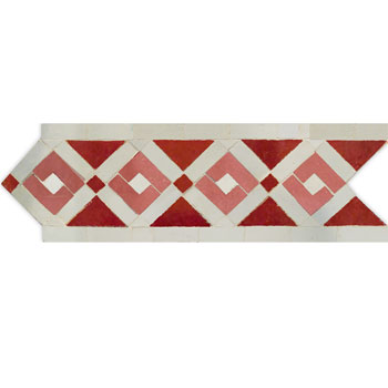 Mosaic House Moroccan tile Rif 7-21-1 White,   Red,   Pink,    solid zellige, mosaic, zellij, border, glaze, traditional 